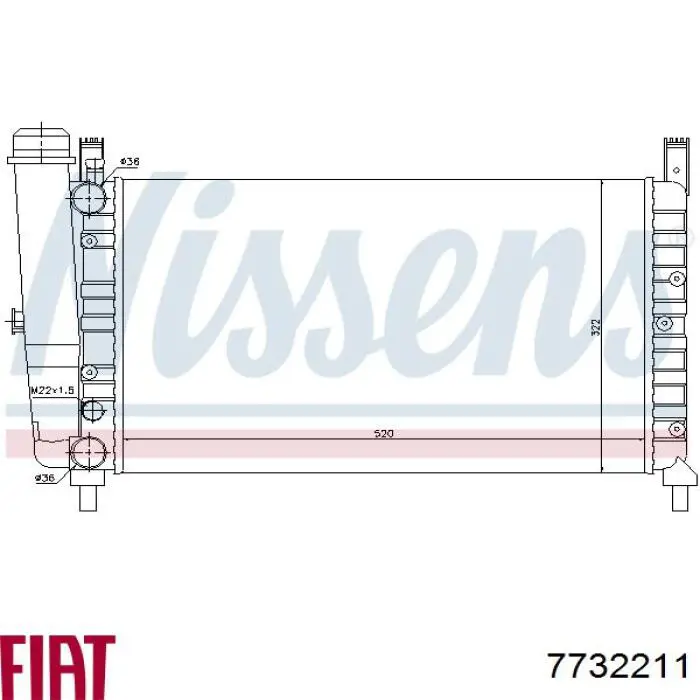Радіатор охолодження двигуна 7732211 Fiat/Alfa/Lancia