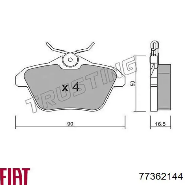 Задні гальмівні колодки Fiat/Alfa/Lancia 77362144 ціна, від 14.56 USD