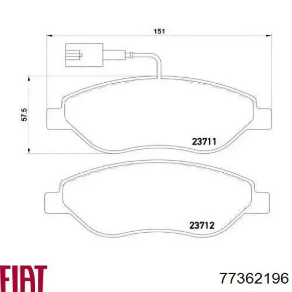 Гальмівні колодки Fiat/Alfa/Lancia 77362196 ціна, від 32.09 USD