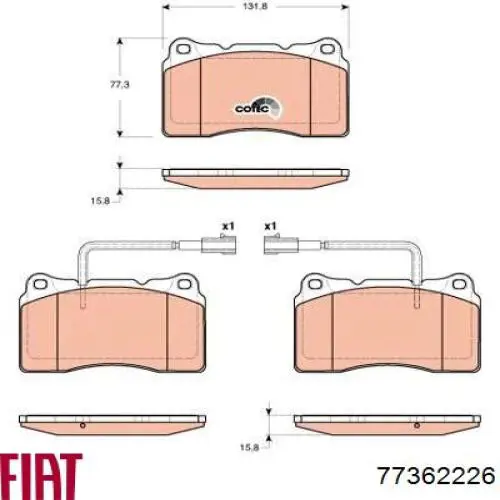 Купити 77362226 Fiat/Alfa/Lancia Колодки гальмівні передні, дискові