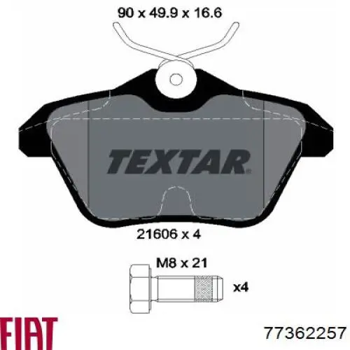 Колодки гальмові задні, дискові 77362257 Fiat/Alfa/Lancia
