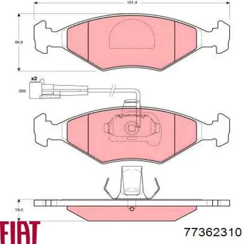 Колодки гальмівні передні, дискові 77362310 Fiat/Alfa/Lancia