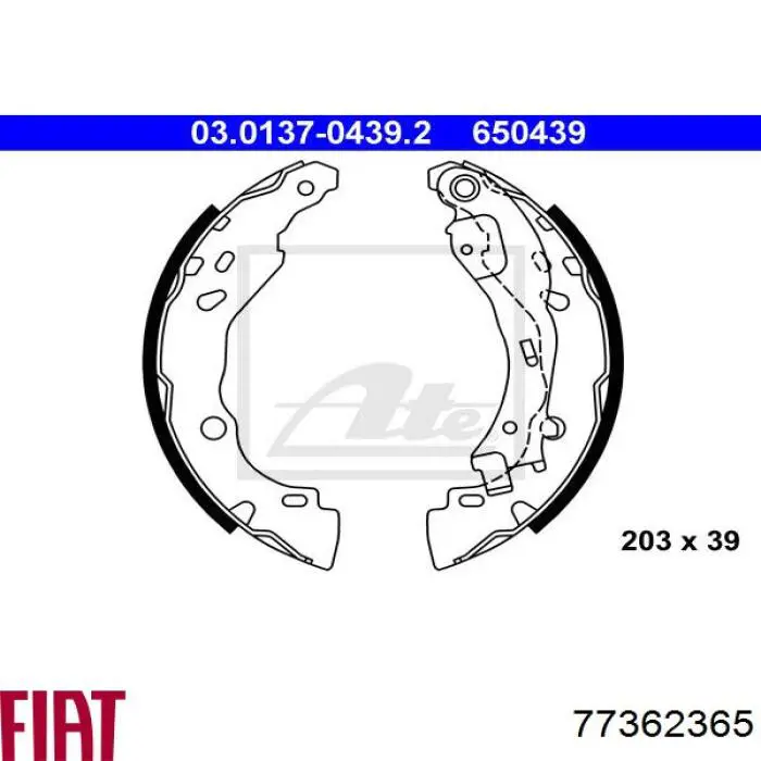 77362365 Fiat/Alfa/Lancia Колодки гальмівні задні, барабанні