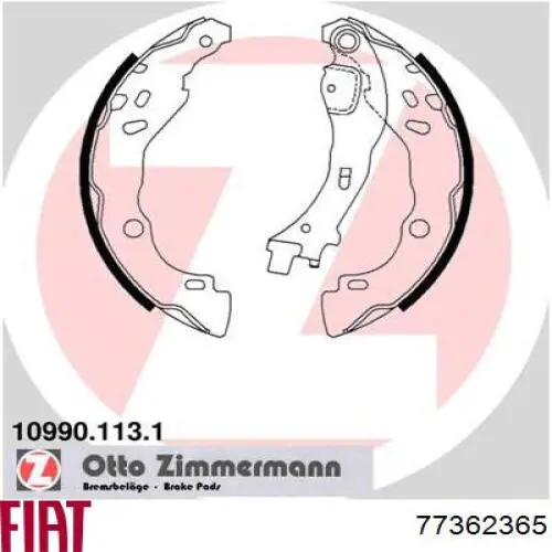 Колодки гальмові задні, барабанні Fiat/Alfa/Lancia 77362365 ціна, від 20.86 USD