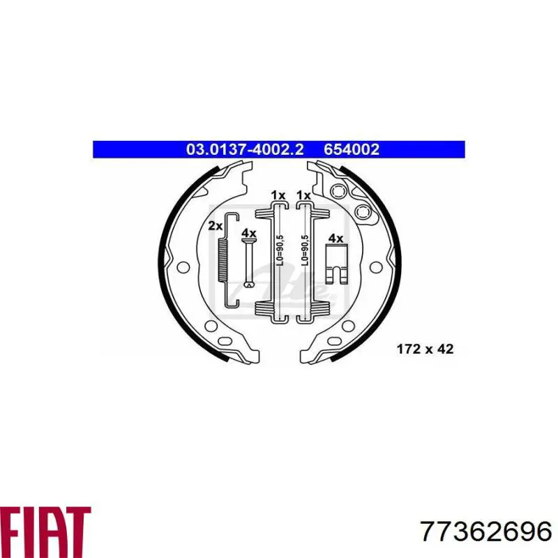 Купити 77362696 Fiat/Alfa/Lancia Гальмівні колодки гальма стоянки