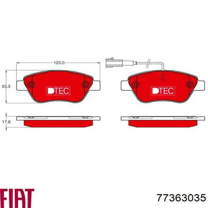 Колодки гальмівні передні, дискові 77363035 Fiat/Alfa/Lancia