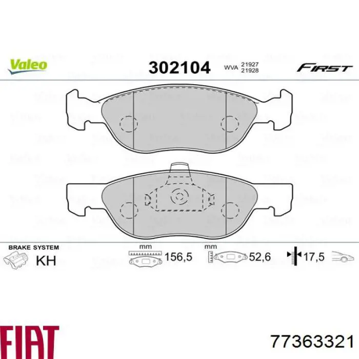 Гальмівні колодки Fiat/Alfa/Lancia 77363321 ціна, від 17.08 USD