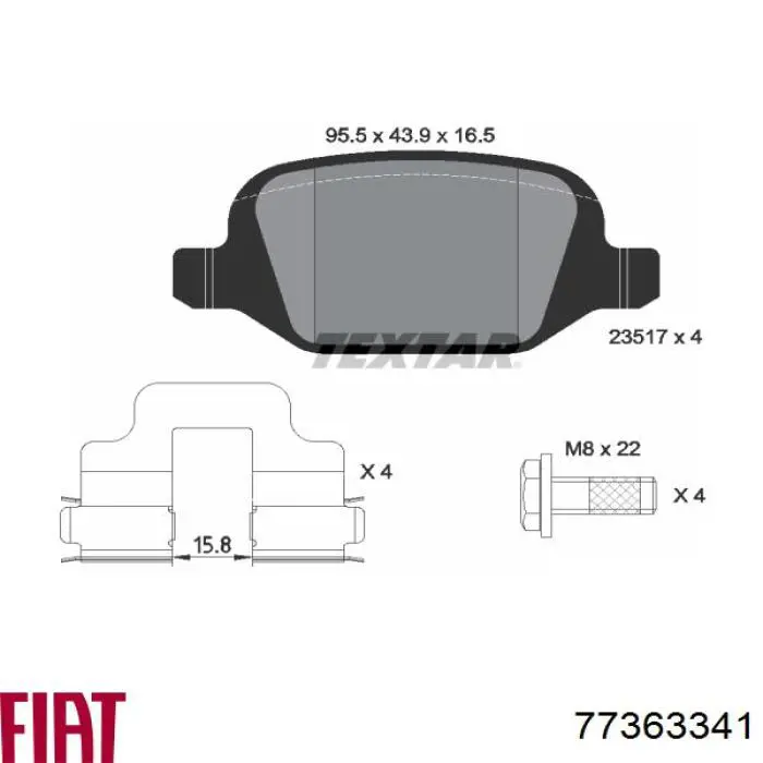 Купити 77363341 Fiat/Alfa/Lancia Задні колодки