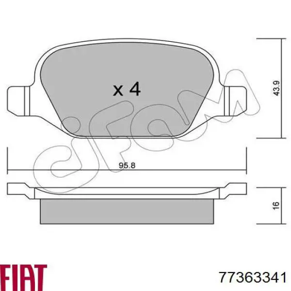Задні гальмівні колодки Fiat/Alfa/Lancia 77363341 ціна, від 17.44 USD