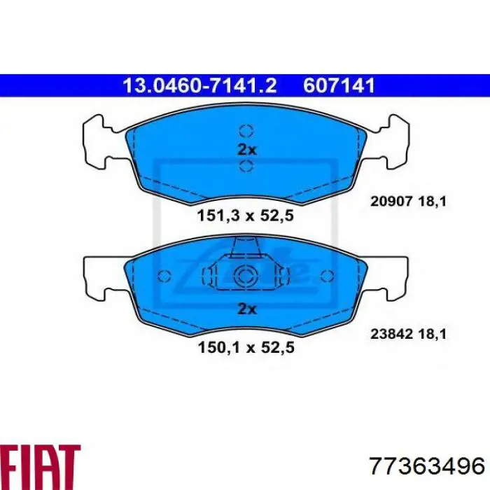 Гальмівні колодки Fiat/Alfa/Lancia 77363496 ціна, від 18.83 USD