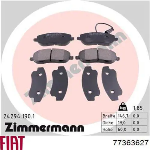 Тормозні колодки Fiat/Alfa/Lancia 77363627
