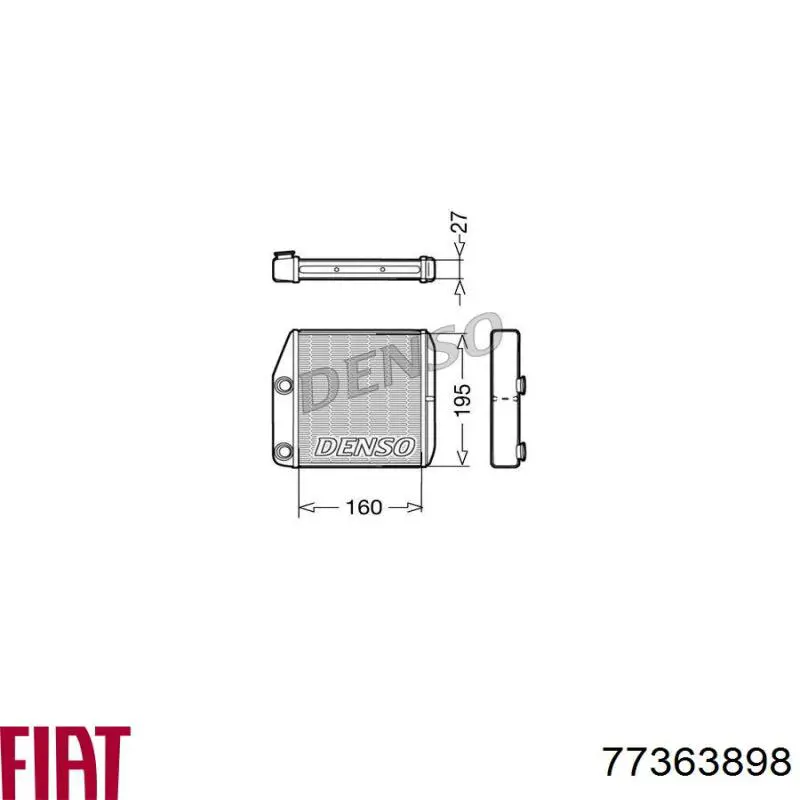 Радіатор обігрівача Fiat/Alfa/Lancia 77363898