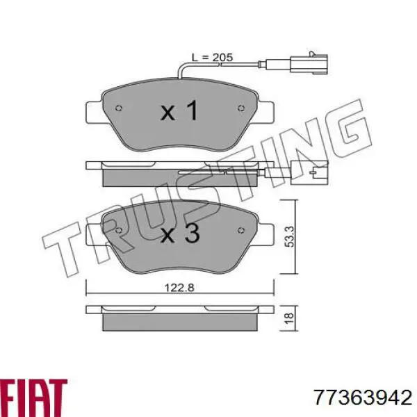 Колодки гальмівні передні, дискові 77363942 Fiat/Alfa/Lancia