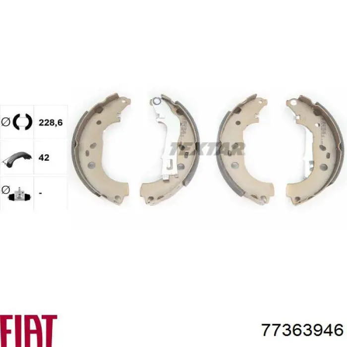 Колодки гальмові задні, барабанні Fiat/Alfa/Lancia 77363946 ціна, від 29.61 USD