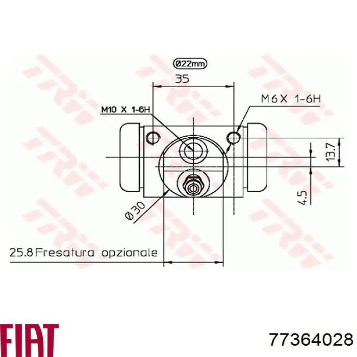 Циліндр гальмівний колісний/робітник, задній Fiat Doblo (263) (Фіат Добло)