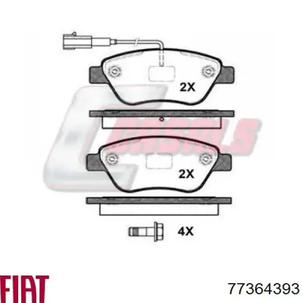 Купити 77364393 Fiat/Alfa/Lancia Колодки гальмівні передні, дискові