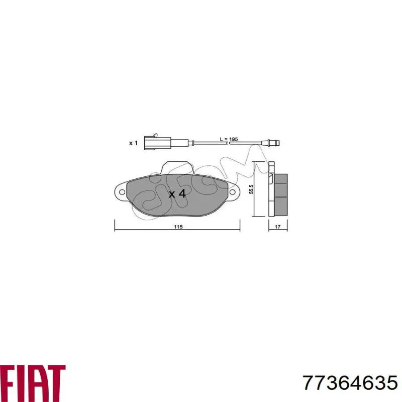 Гальмівні колодки Fiat/Alfa/Lancia 77364635 ціна, від 24.32 USD