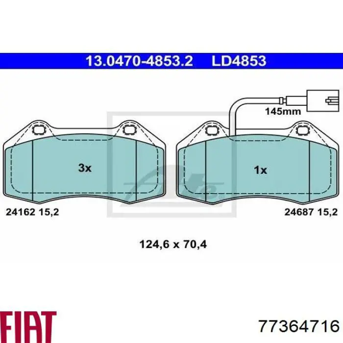 77364716 Fiat/Alfa/Lancia Передні гальмівні колодки