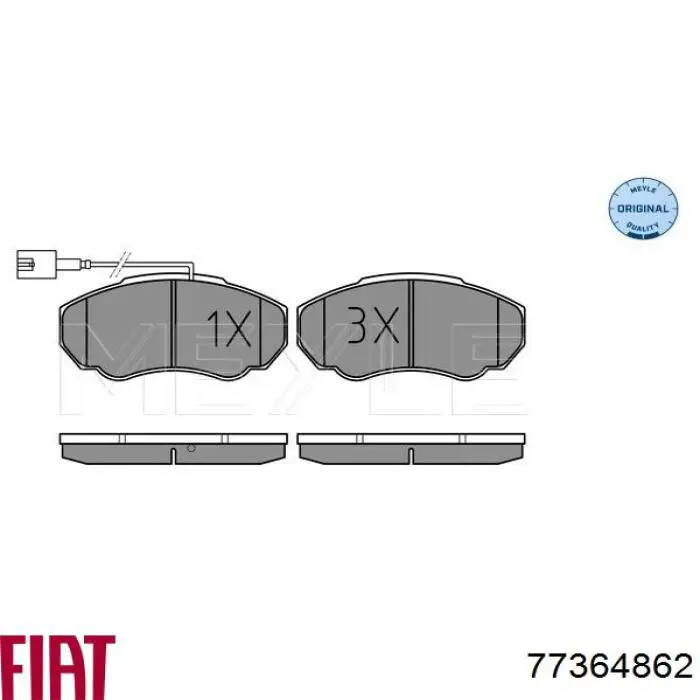 Купити 77364862 Fiat/Alfa/Lancia Колодки гальмівні передні, дискові
