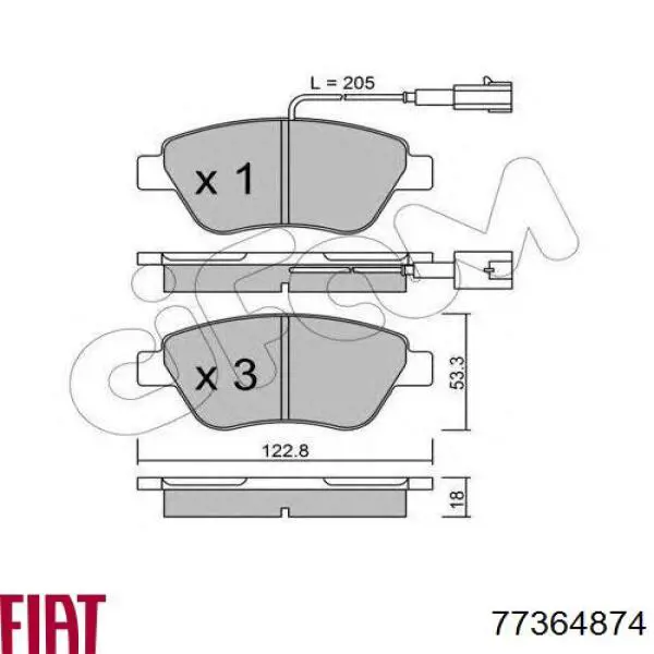 Колодки гальмівні передні, дискові 77364874 Fiat/Alfa/Lancia