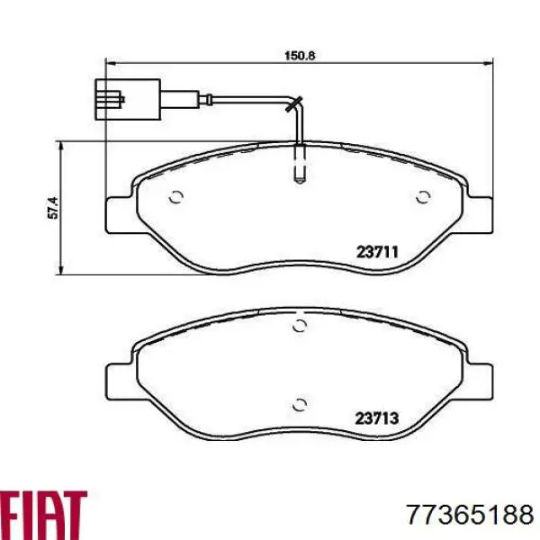 Гальмівні колодки Fiat/Alfa/Lancia 77365188 ціна, від 34.90 USD