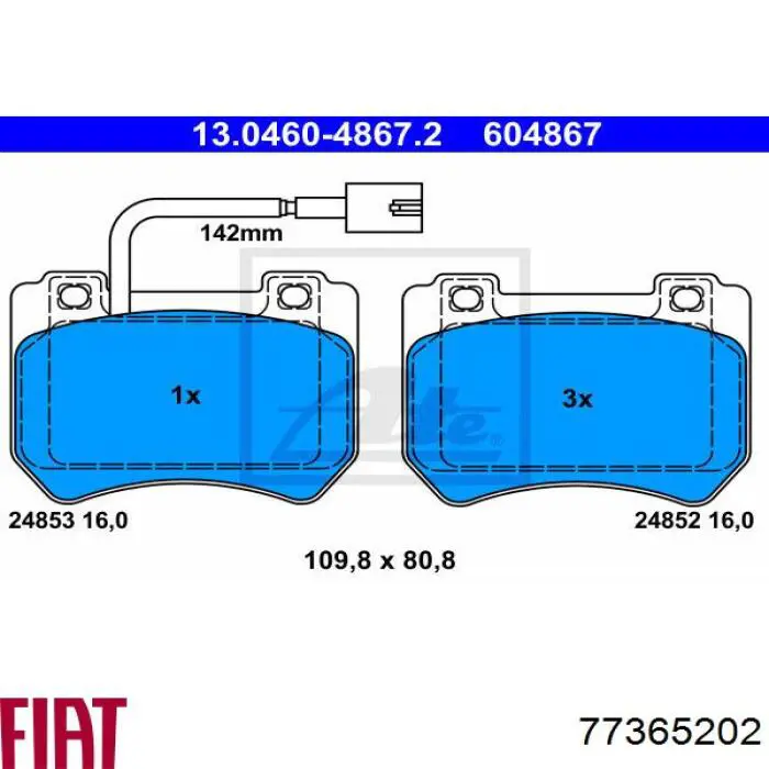 Купити 77365202 Fiat/Alfa/Lancia Колодки гальмівні передні, дискові