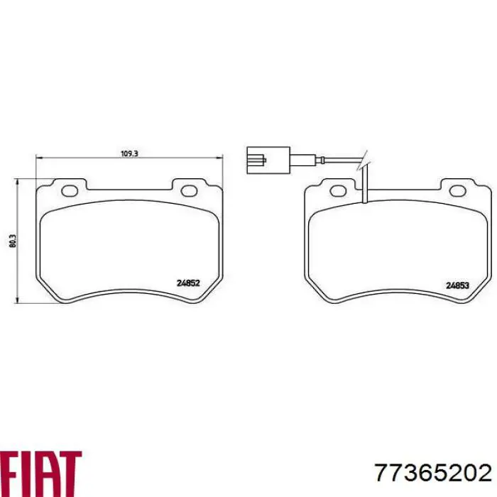 77365202 Fiat/Alfa/Lancia Передні гальмівні колодки
