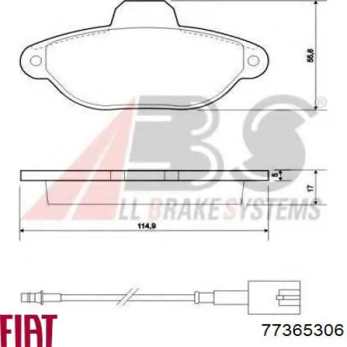 77365306 Fiat/Alfa/Lancia Передні гальмівні колодки