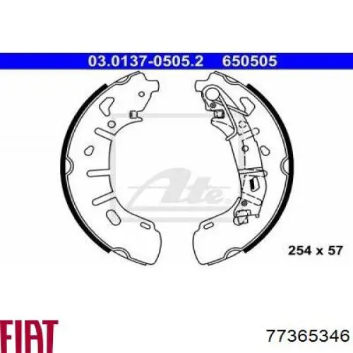 Купити 77365346 Fiat/Alfa/Lancia Колодки гальмові задні, барабанні