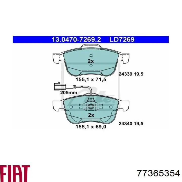 Гальмівні колодки Fiat/Alfa/Lancia 77365354 ціна, від 43.66 USD