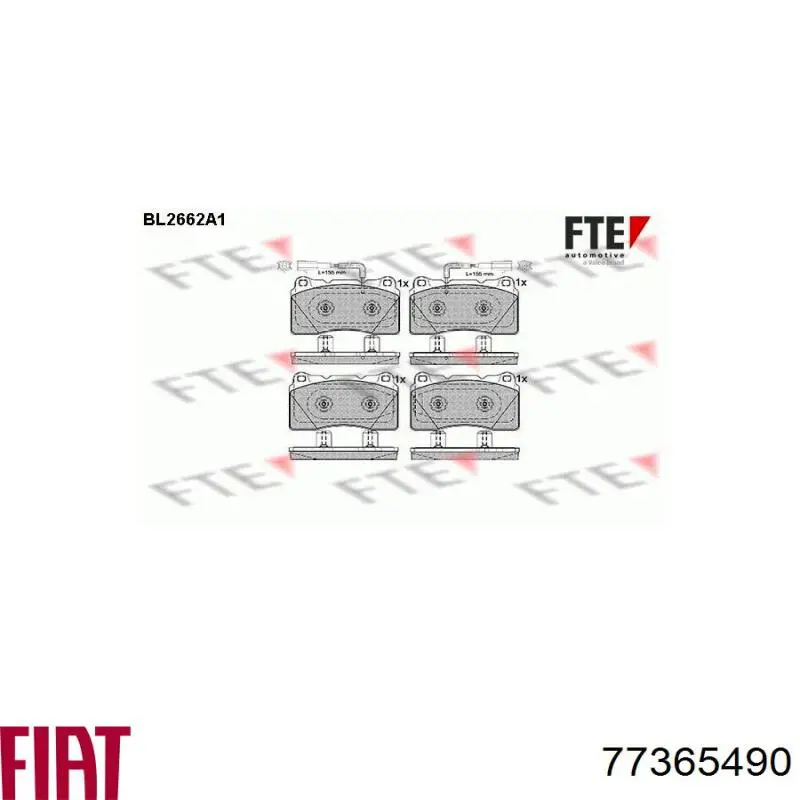 Купити 77365490 Fiat/Alfa/Lancia Колодки гальмівні передні, дискові