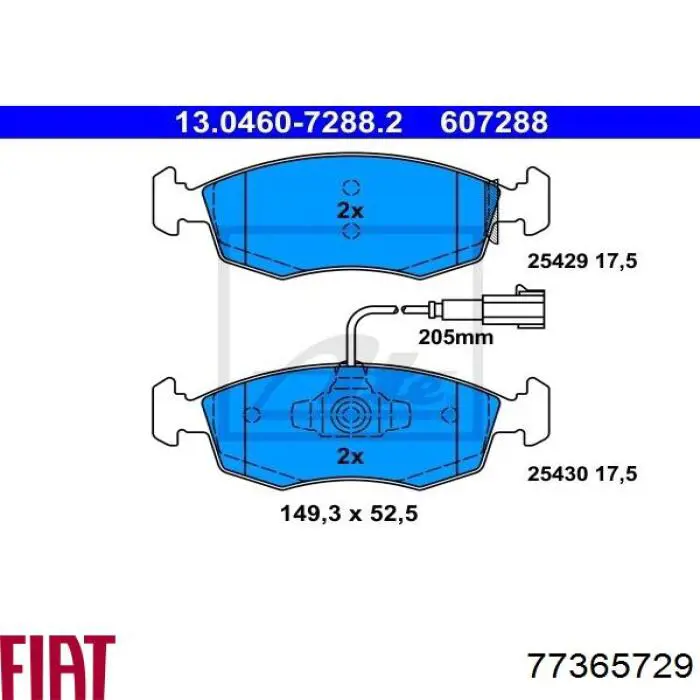 Колодки гальмівні передні, дискові 77365729 Fiat/Alfa/Lancia