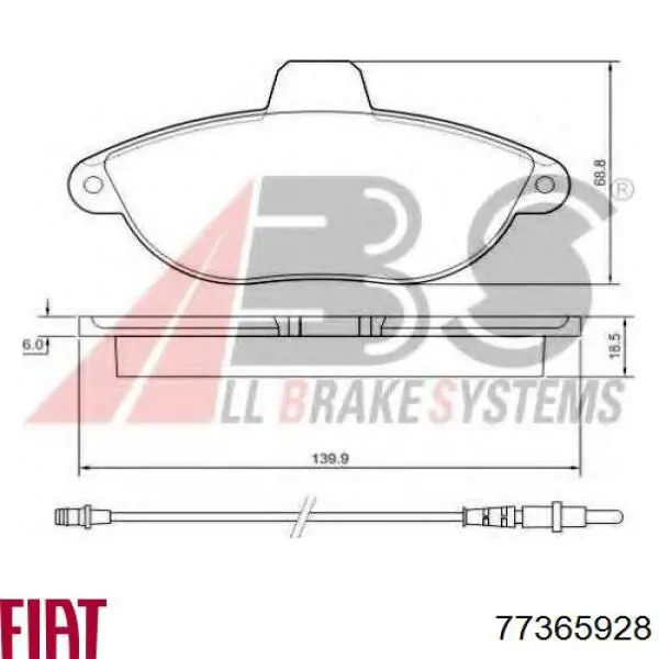 Передні тормозні колодки 77365928 Fiat/Alfa/Lancia