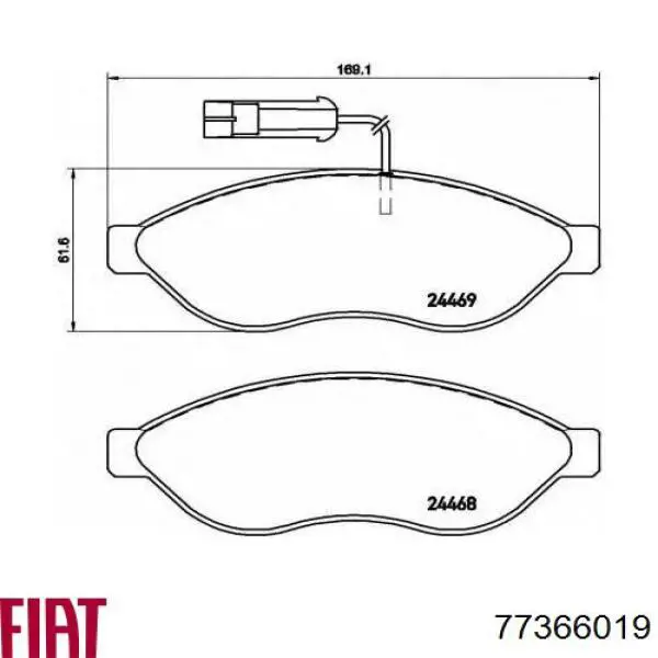 77366019 Fiat/Alfa/Lancia Передні гальмівні колодки