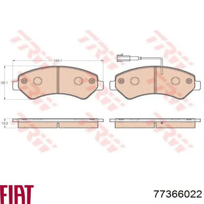 Купити 77366022 Fiat/Alfa/Lancia Колодки гальмівні передні, дискові
