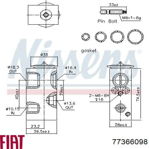 Клапан TRV, кондиціонера Fiat/Alfa/Lancia 77366098 ціна, від 41.74 USD