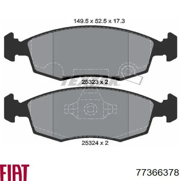 Тормозні колодки Fiat/Alfa/Lancia 77366378