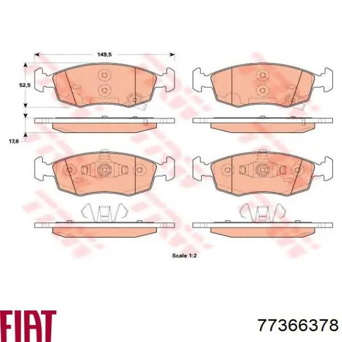 77366378 Fiat/Alfa/Lancia Передні гальмівні колодки