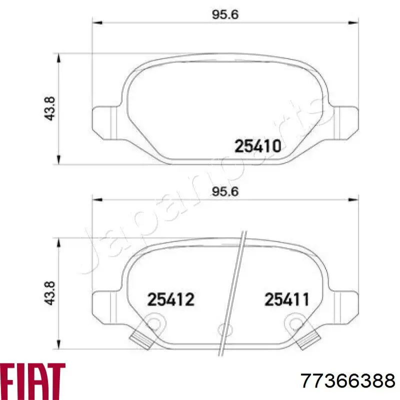 Задні гальмівні колодки 77366388 Fiat/Alfa/Lancia