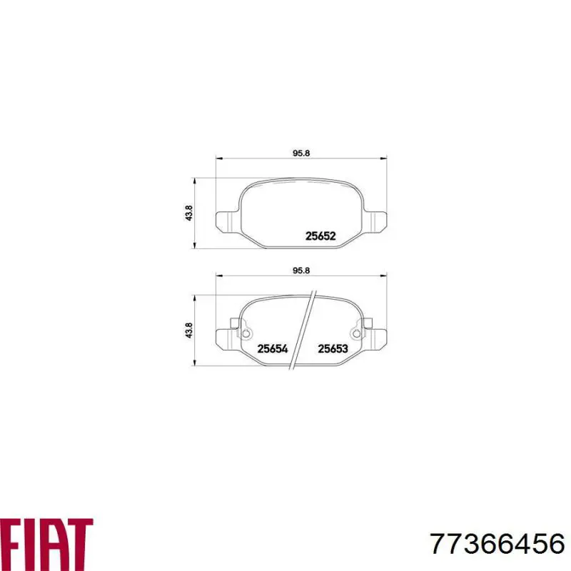 Задні гальмівні колодки 77366456 Fiat/Alfa/Lancia