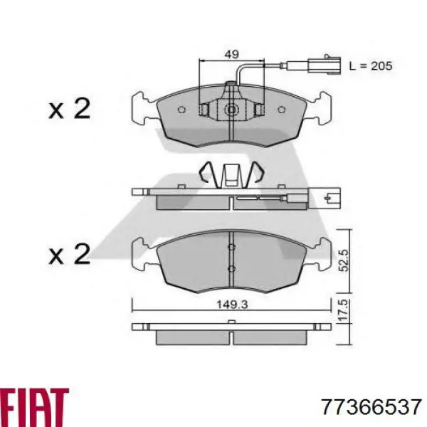 Купити 77366537 Fiat/Alfa/Lancia Колодки гальмівні передні, дискові