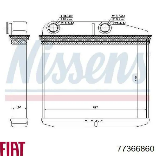 77366860 Fiat/Alfa/Lancia Радіатор опалювача салону
