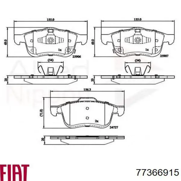 Передні тормозні колодки 77366915 Fiat/Alfa/Lancia