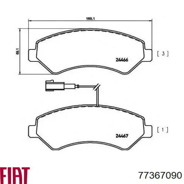 Купити 77367090 Fiat/Alfa/Lancia Колодки гальмівні передні, дискові