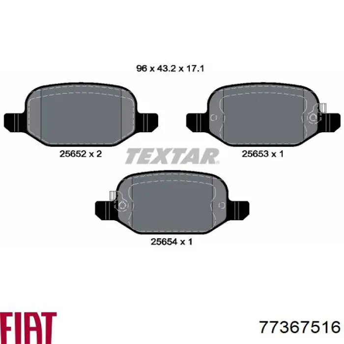 Задні гальмівні колодки Fiat/Alfa/Lancia 77367516 ціна, від 29.39 USD