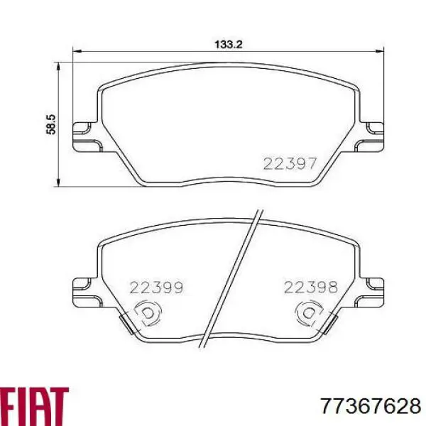 Купити 77367628 Fiat/Alfa/Lancia Колодки гальмівні передні, дискові