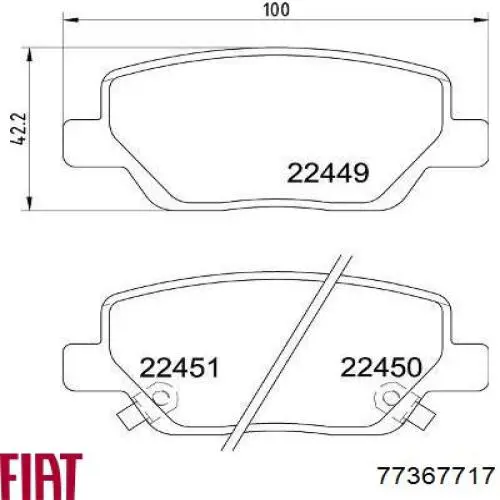 Задні гальмівні колодки 77367717 Fiat/Alfa/Lancia