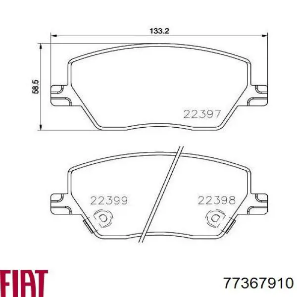 77367910 Fiat/Alfa/Lancia Передні гальмівні колодки