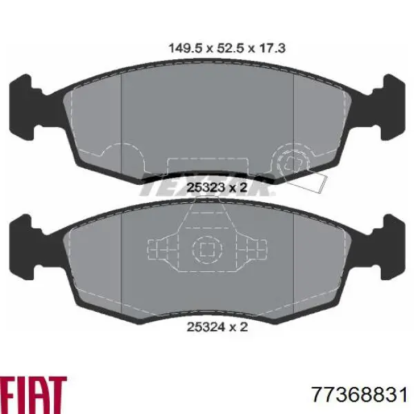 77368831 Fiat/Alfa/Lancia Передні гальмівні колодки