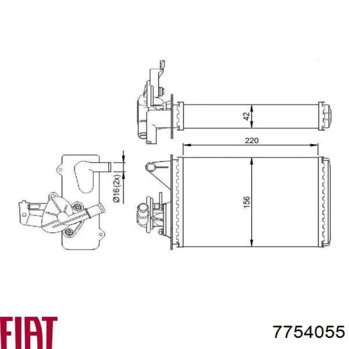 Радіатор пічки (обігрівача) 7754055 Fiat/Alfa/Lancia